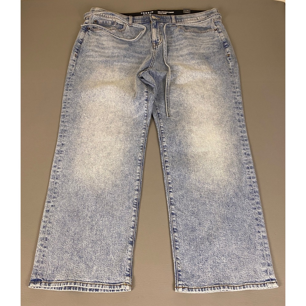 Torrid Jeans Plus Size 18S High-Rise Baggy Straight Acid Wash Blue Denim New NWT